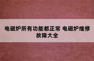 电磁炉所有功能都正常 电磁炉维修故障大全